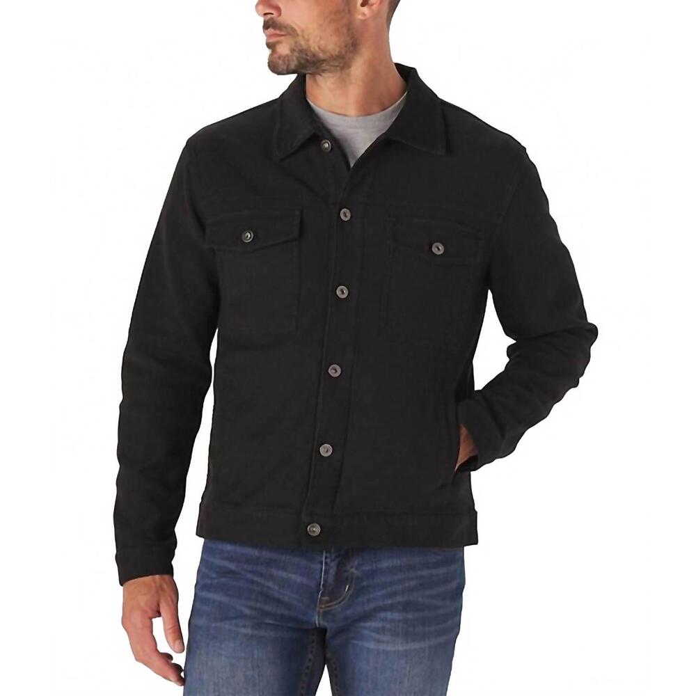 NEW THE NORMAL BRAND tailored terry trucker jacket in black